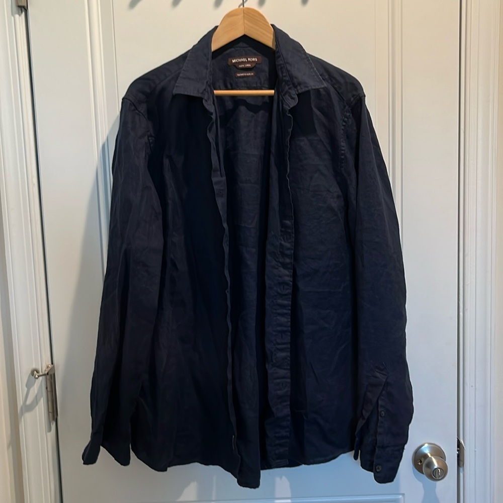 Men’s Michael Kors 100% Linen Casual Botton Down Long Sleeve Shirt